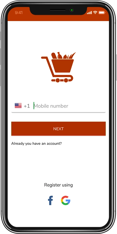Login screen for Grocery Ecommerce Script