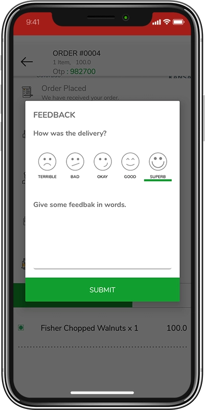 review and rating screen for Grocery Ecommerce Script