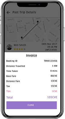 Ride History App Screen