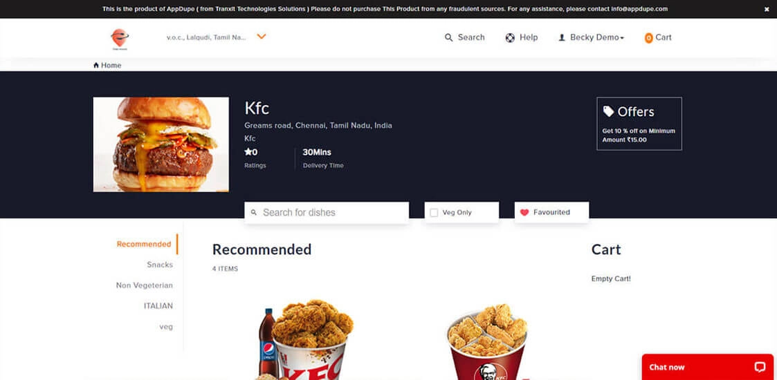 Recommended Items Screenshot