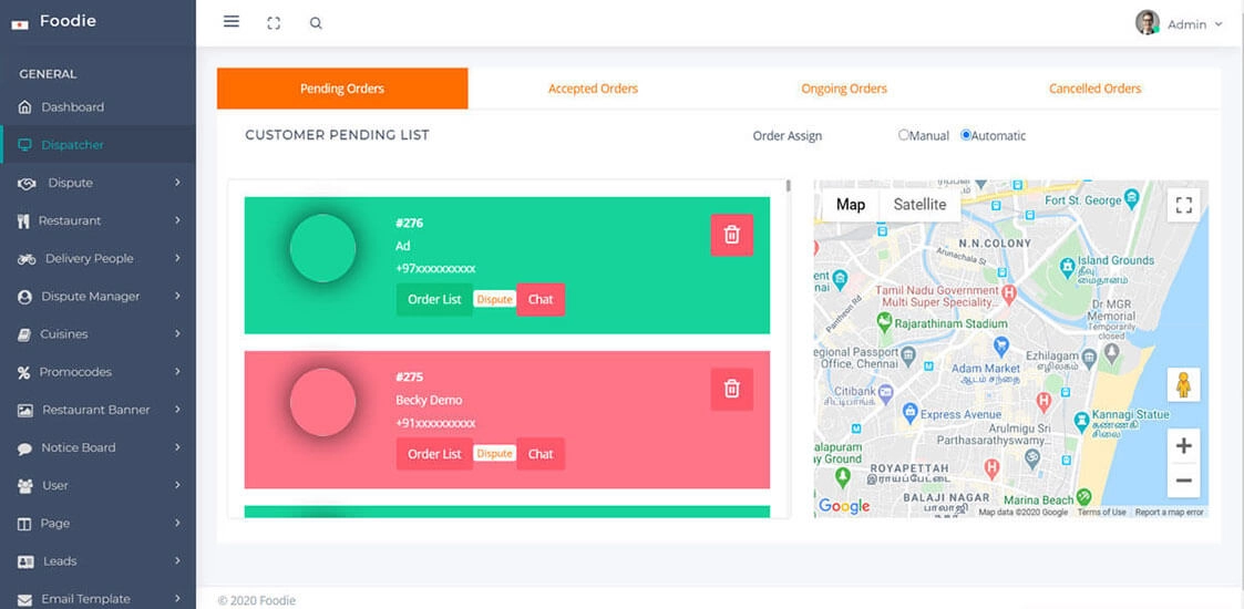 Customer Pending List Screenshot