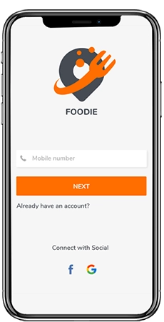 Food delivery app sign up