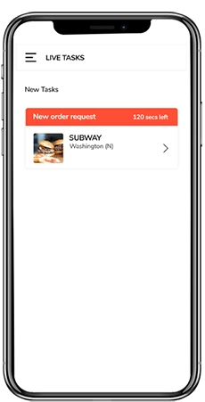 Food delivery app accept/reject request