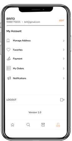 Food delivery app profile creation