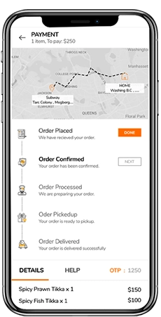 Food delivery app track orders